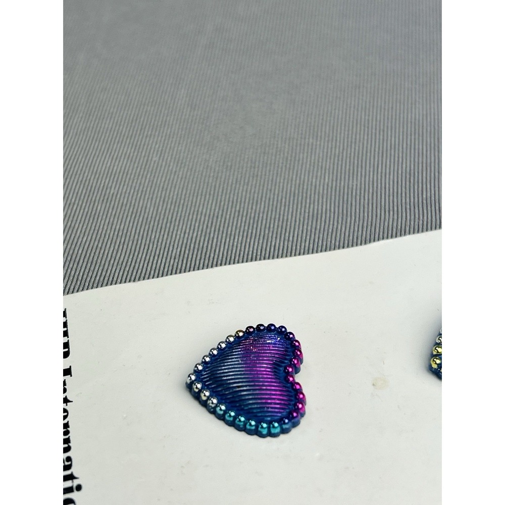 Rainbow Iridescent Hearts Plastic JHB Buttons NEW On Card Set Of 2 - Picture 9 of 11